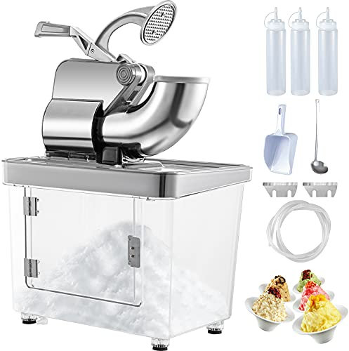VEVOR Máquina de Raspado Hielo 180 KG/Hora, Picadora de Hielo Eléctrica, con Juego Adicional de Cuchillas, Trituradora y Picadora de Hielo Eléctrico, Cabezal de Corte Doble y Motor de Cobre 300 W