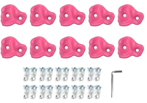 Pilipane Rock Climbing Holds PE Ergonomic Comfortable Hand Feeling Climbing Wall Grips for Indoor Outdoor Kids Adults 10PCS (Pink)