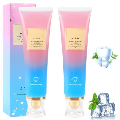 ALIIP Pasta Dental Blanqueadora De Niacinamida,2*100G Dentífrico Blanqueador con Nicotinamida,Niacinamide Blanqueamiento Toothpaste,Whitening Toothpaste sin Fluoruro para Cuidado Encías Aliento Fresco
