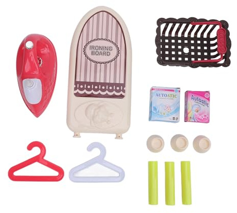 Hiraith Ironing Board Toy Set, Electric Laundry Playset for Boys Girls, Pretend Role Playing Toy with Multiple Combination Options, Educational ABS Material Toy with Battery Power