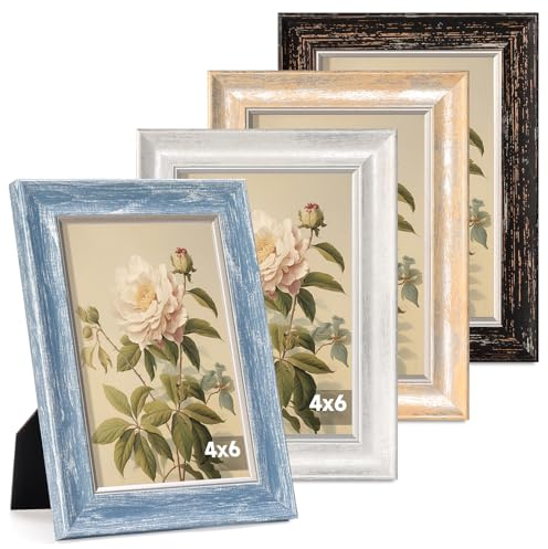 Baeroly 4x6 Picture Frame Set of 4, Vintage Picture Frames