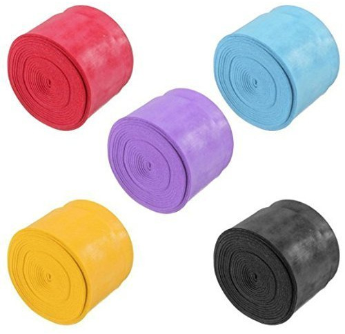 Onwon Absorb Moisture & Anti-slip Overgrip Tennis Racquet Racket Grip Overgrip PU soft Tape for tennis and badminton racket bike bar 5 Pcs (Black, Blue, Purple, Yellow, Red)