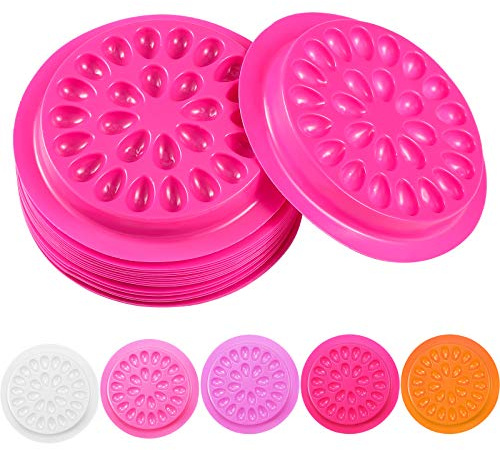 Maitys 150 Pcs Lash Glue Holder False Trays Lash Extension Glue Palette Eyelash Pallet Grafting Disposable Pads Plastic Pink Tray for Women Girls Eyelash Extension Beauty Tools Supply