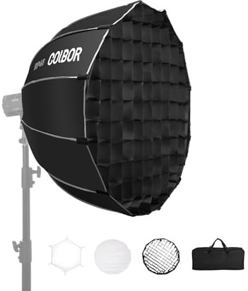 Parabolic Softbox,COLBOR BP45 45cm Professionelle Schnellinstallation Softboxen mit Wabengitter und Doppeldiffusor für COLBOR CL60/CL100X/CL100 Series COB Videoleuchte und Anderen Bowen Mount Lights