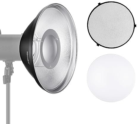NEEWER Kit de Réflecteur Bowens 30cm avec Chaussette Diffuseur Blanche, Grille en Nid d'abeille pour Lumière Vidéo Flash Stroboscopique Compatible avec Godox AD600 NEEWER CB60 Q4 Vision 4 S101, LD30