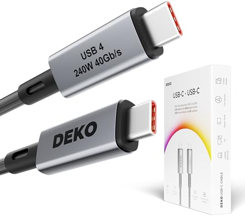 Deko Cavo USB Type-C 240W 1M USB4, 40 Gbps, Thunderbolt 4 E-Mark Power Delivery 3.1, Compatibile Con MacBook, iPhone15, iMac, Microsoft Surface, Google PixelBook