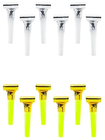 SPARKLERS CLUB Sifflets Sans Gêne - Lot de 12 (6 Or, 6 Argent) : Animez votre Fête avec Élégance et Éclat Métallique pour un Événement Réussi, Idéal pour le Réveillon - Nouvel An 2025, Bonne année