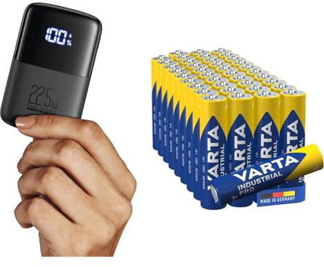 INIU Power Bank, 22.5W Fast Charging 10000mAh PowerBank Klein Aber Stark & VARTA Batterien AAA, 40 Stück, Industrial Pro, Alkaline Batterie