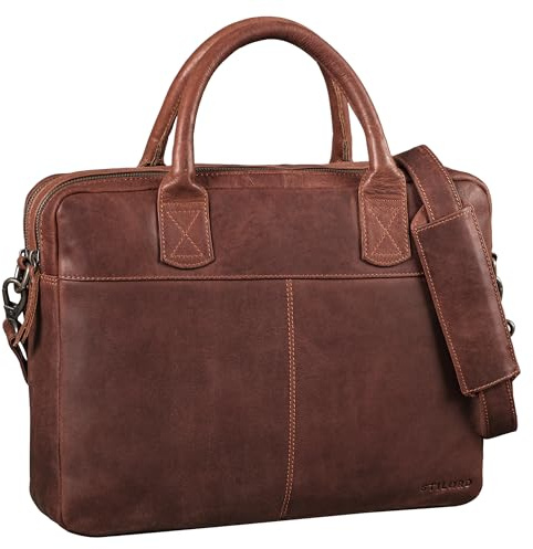 STILORD Performance Vintage Aktentaske för damer i läder med laptopfack 15,6 tum kontorsväska arbetväska notebookväska äkta läder Farbe:Torres-brun