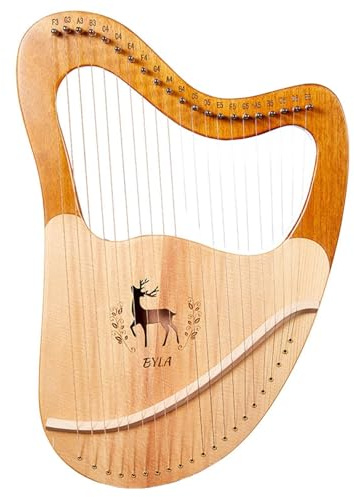 Lyre Harp 27 Metal Steel String Bone Saddle Mahogany Lyre Instrument with Tuning Wrench and Black Gig Bag