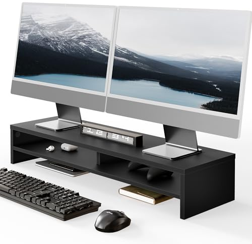 Fenge Support Ecran PC, 80cm, Pour Ordinateur Moniteur TV, Noir