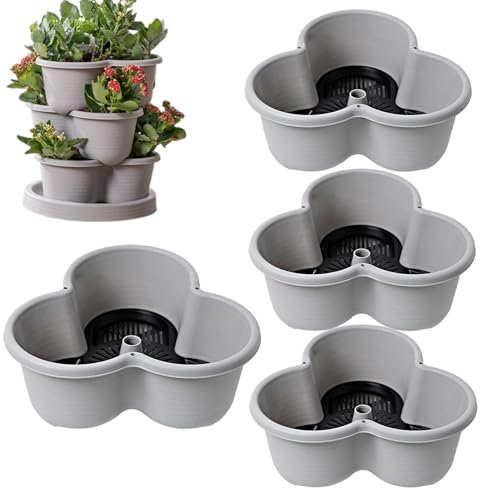 Plantador de jardín vertical, Torre de plantador vertical | Plantador apilado 4 niveles,Macetas de jardinería, de jardinería interior con bandeja y ruedas flexibles para fresas, flores, vegetales