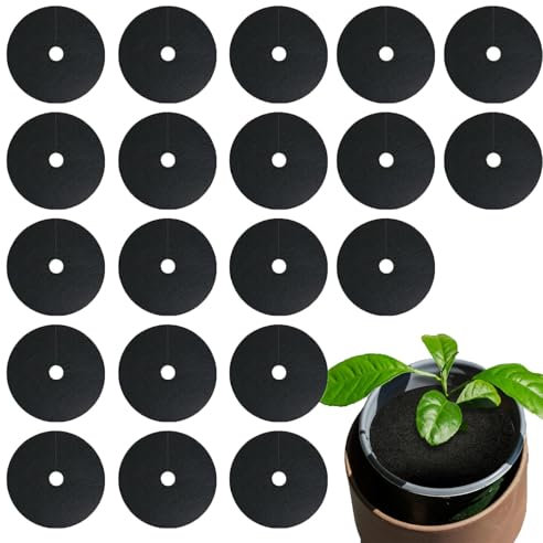 Ktnyl 20 Pièces Disque de Paillage, Anneau de Paillage pour Arbres, Anneaux de Paillis D'Arbres, Convient pour Empêcher Les Mauvaises Herbes de Pousser dans Les Plantes en Pot