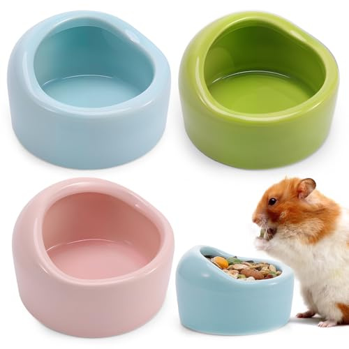 GSrenyu 3 Pack Guinea Pig Food Bowls Ceramic Hamster Bowl Small Animal Heart Bowls For Hamsters Gerbils Mice Guinea Pigs Food and Nibbles