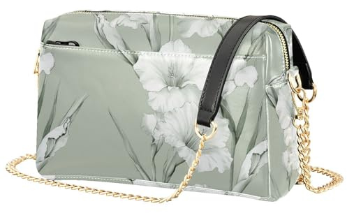 Safari Gladiolus blommor grön crossbody väskor för kvinnor liten vegan läder cross-over handväska vattentät axelväska för kvinnor