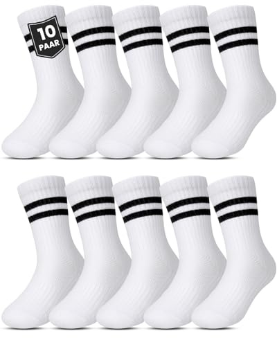 Kyopp Calcetines para niños y niñas, tobilleras transpirables, estilo sneakers, a rayas, Crew Socks, 38-42