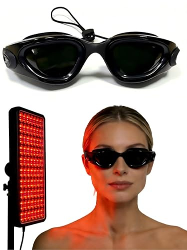 Towonshy Gafas de protección para solárium 200–2000 nm, gafas de seguridad para IPL, LED y luz roja, lentes con cordón ajustable de 40 cm, incl. estuche y paño de limpieza