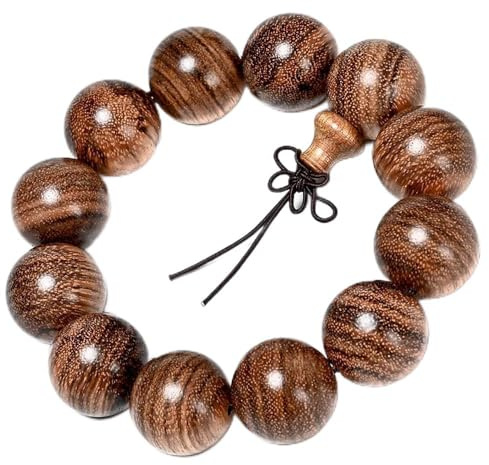 WZGWDC 20 mm Vietnam Agarwood Träarmband Mönster Buddha Runda Pärlor Hand String, Gul
