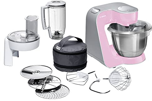 Bosch Hogar MUM58K20 Continúa MUM 5 CreationLine Robot Cocina, color Palo, 400 W, 1.25 litros, 1.4, acero inoxidable, rosa/plata