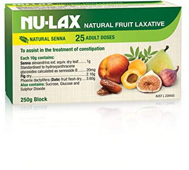 Nulax Fruit Laxative Block 250g Made From Pure Dried Fruits Made in Australia