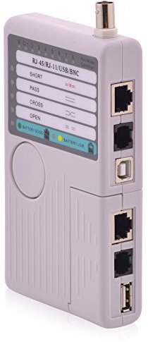 Netzwerktester und Kabeltester für USB, BNC, LAN, RJ11, RJ12 und RJ45 Kabel Patchkabel-Tester Grau