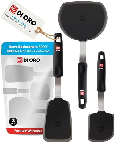 DI ORO Silicone Turner Spatula Set - 600F Heat Resistant, 3-Pc