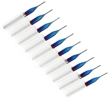 10 Pezzi Fresa per Incisione Rivestito in Carburo di Tungsteno Blu Fresa a Candela per Macchina per Incidere PCB (0,5 mm), fresa