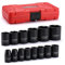 CASOMAN 14 Pieces 1/2-Inch Drive Standard Impact Socket Set, Metric, 6-Point, 11mm to 32mm
