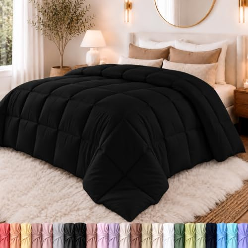 Utopia Bedding Couette pour toutes les saisons, couette alternative au duvet avec languettes d'angle, lavable en machine - Noir