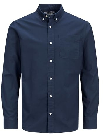 Jack & Jones Men's Jprbrook Oxford L/S Noos shirt, Navy Blazer/Fit:slim Fit, S UK