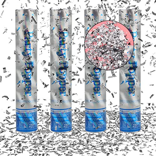 Konfettikanone Gold, XiXiRan 4pcs Konfetti Shooter, Konfettikanonen Hochzeit, Party Popper Silber, Confetti Cannon, Handheld Konfetti Rohr, Konfetti Bombe, Party Konfettikanone, Konfetti Pistolen Set