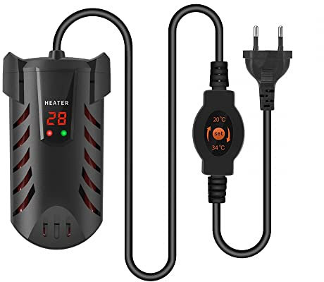 DONGKER Calentador de acuario, 25/50/100/200 W, calefacción inteligente para acuarios, con pantalla LED, calentadores ajustables, para depósito de peces de 1-120 L