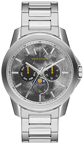 Armani Exchange Watch For Men, Chronograph Movement and 44mm Case Size with Stainless steel, Leather or Silicone strap