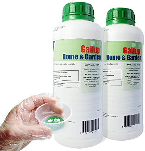 Elixir Gardens Gallup 2 Litres Glyphosate Root-Killing Weed Killer | Treats 3332 sq. meters | 360 g/l Super Strength Concentrated Industrial/Commercial Herbicide & Weedkiller