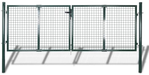 Gecheer Cancello,Doppio,da Giardino,Esterno,in Rete Acciaio Zincato,Verde Scuro,306x125 cm,Cancello Doppia Anta,Cancello da Giardino,Cancello Metallo,Cancello Acciaio,Cancello per Recinzione