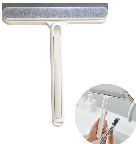 Duschabzieher Set 3-In-1 Duschabzieher Silikon - Schwammbürste - Spaltreinigungsbürste, Weiß 22cm Breit, Abzieher Badezimmer Spiegel Fenster Auto, Hartborsten-Eckenreinigungsbürste für Küche Bad