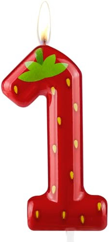 Cxryrzhe 1st Birthday Strawberry Number 1, Modern Fruit-Themed Cake Topper Decor for Kids' Parties