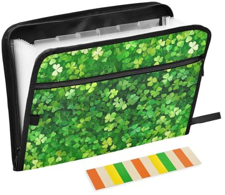 KLL Aktenordner, Organizer, Papier-Organizer, Ordner, Kunststoff, Akkordeon-Aktenordner und Aufbewahrung mit Reißverschluss für taktische, St. Patrick's Day Lush Clover
