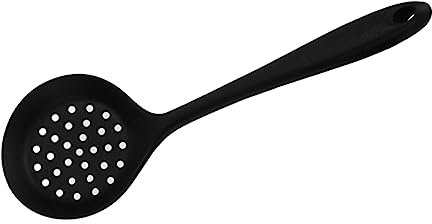 Silicone Strainer Spoon,Non Stick Skimmer Spoon Kitchen Tool with Holes for Cooking Mixing Frying Stirring - Black