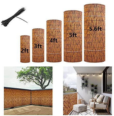 Rotoli di recinzione in bambù intrecciati a mano per decorazione di giardino e cortile, rotoli di recinzione in canna naturale fatti a mano per balcone pannello privacy migliora la bellezza e la