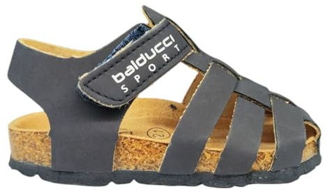 Balducci SPORT Sandalo Scarpa primo passo. Platare anatomico in pelle e sughero naturale. Numeri dal 20 al 26 (Blu, Sistema Taglie Calzature EU, Bimbo (0-5 anni), Numero, Media, 23)