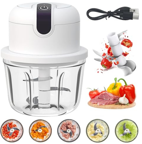 Mini tritatutto con connettore USB, tritatutto elettrico, 350 ml, senza fili, piccolo tritatutto per cipolle, adatto per frutta, noci, carne, aglio, peperoncino