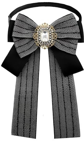 Muorruo Ladies Bow Tie, adjustable, with rhinestones, pre-tied, for women and girls, suitable for shirts, suits and uniforms, tie accessory, pre-tied clip ties, Black