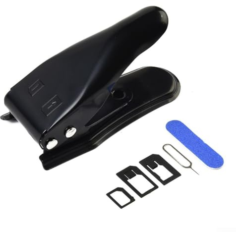 Cortador de tarjeta SIM multifunción 2 en 1, herramienta de doble ranura para conversión estándar y SIM con pin de expulsión y adaptadores, color negro