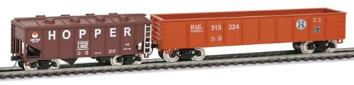 Cpinmicn HO Scale 1:87 Model Train Freight Car Set, Hopper and Freight Car, 11 Inches, Brown and Orange, Adult Collectors