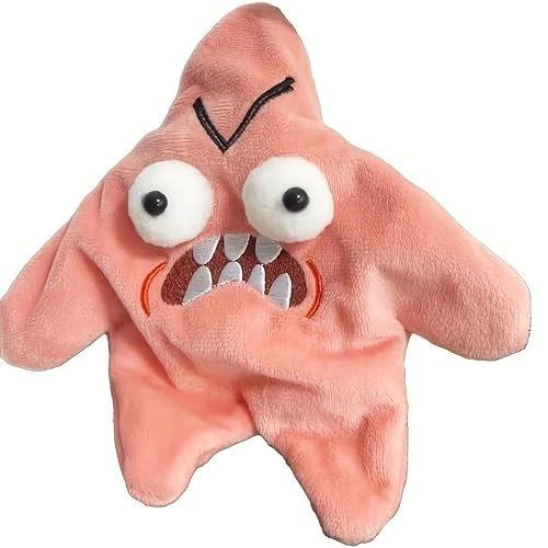 Patuka Fusion Grumpy Starfish Pink Kicking Starfish Plush Pendant, Funny Interactive Doll Ornament, Cute Schoolbag Pendant Keychain, for Christmas, Halloween, Birthday Gifts