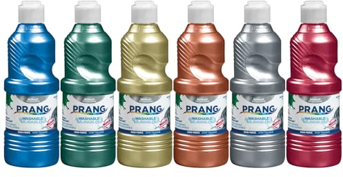 Prang Washable Tempera Paint, Assorted Metallic Colors, 16 Oz., 6 Count