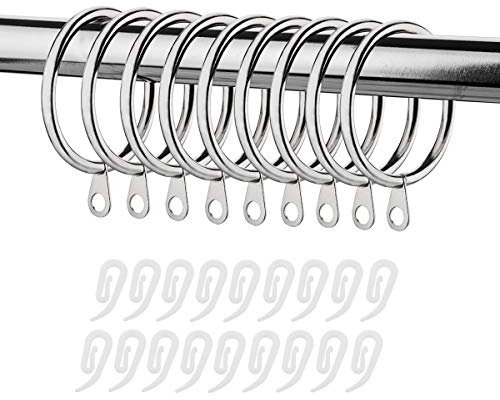 CCUCKY 20 Pezzi Anelli per Tenda con 36 Ganci per Tende,Ideale per Tende da Doccia e Tende da Finestra,Argento