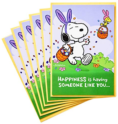 Hallmark Peanuts Pack of Easter Cards, Snoopy Jelly Beans (6 Cards with Envelopes)