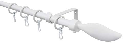 GARDINIA Juego de barras de cortina Flame, barra extensible, estilo completo, incluye material de fijación, diámetro 16/13 mm, metal, blanco, 130-240 cm